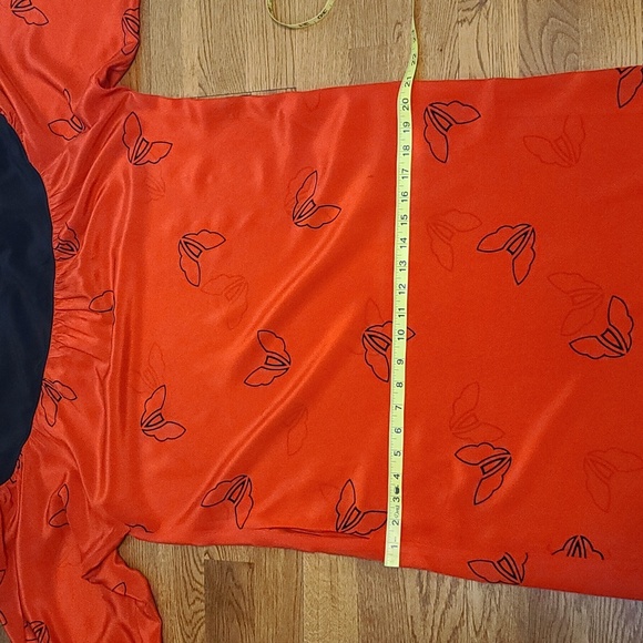 SOO Yung Lee Women's Red and Black Silk Long Sleeve Midi Dress (Sz M) - Picture 9 of 11